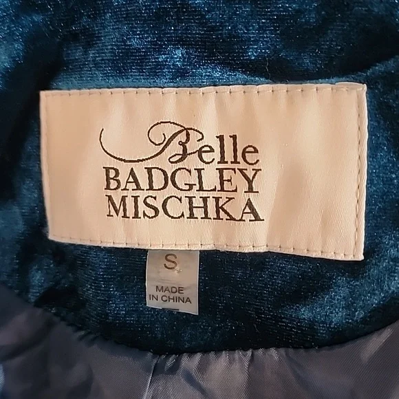 Badgley Mischka Jacket Velvet Chic Moto Turquoise Size S - Picture 15 of 16